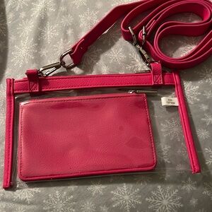 Thirty-One Hibiscus Pink Clear Crossbody